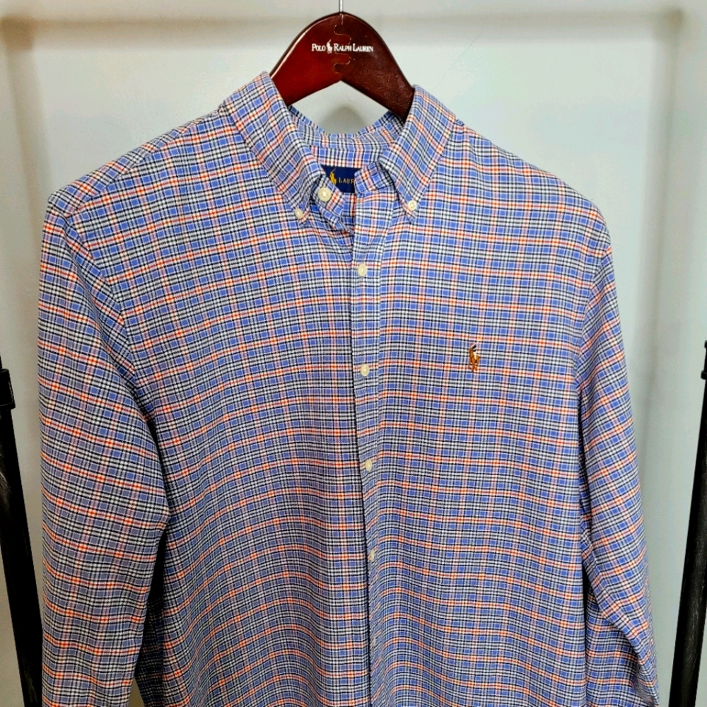 Plaid button-down. Polo by Ralph Lauren L